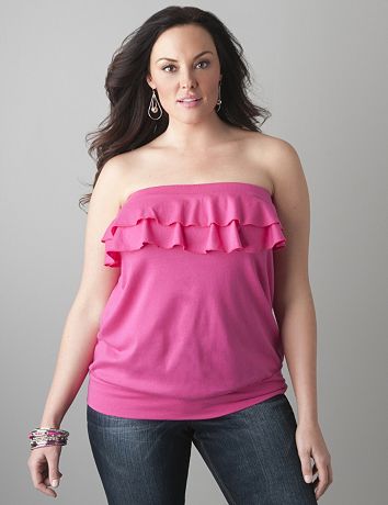 Ruffled banded bottom tube top by Lane Bryant