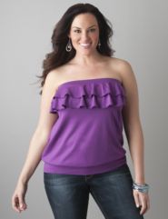 Ruffled banded bottom tube top by Lane Bryant