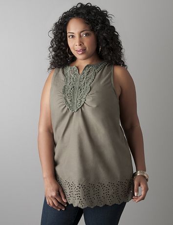 Plus size Crochet trim tank  by Lane Bryant