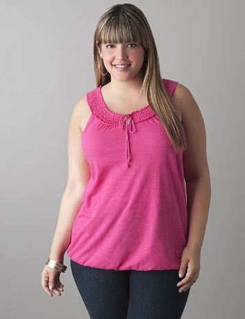 Smocked neck tank by Lane Bryant