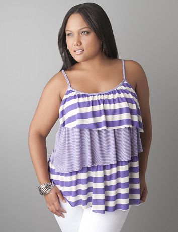 Mixed stripe tiered tank by Lane Bryant