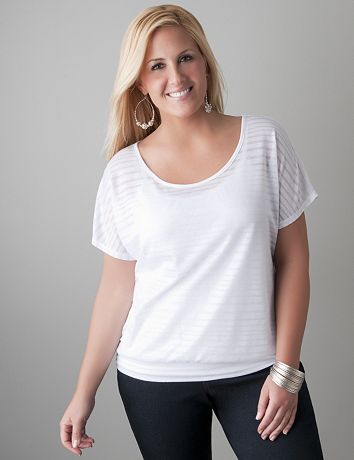 Sheer stripe top by Lane Bryant