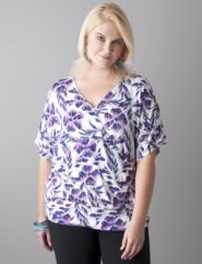 Floral surplice dolman top by Lane Bryant