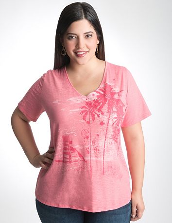 Palm print burnout tee by Lane Bryant