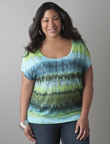 Rainbow print banded bottom tee by Lane Bryant