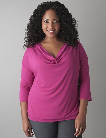 Draped neck top by Lane Bryant