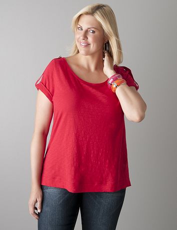 Embellished epaulet tee by Lane Bryant