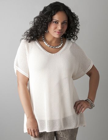Open stitch pullover sweater by Lane Bryant