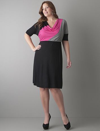 Elbow sleeve colorblock dress by Lane Bryant