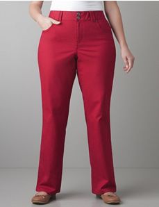 Colored straight leg jean with Tighter Tummy Technology