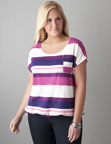 Drawstring hem dolman tee by Lane Bryant