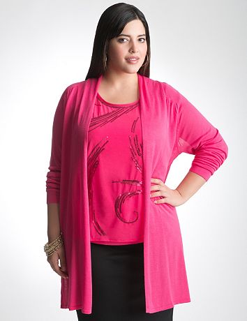 Full Figure Draped Open Cardigan by Lane Bryant
