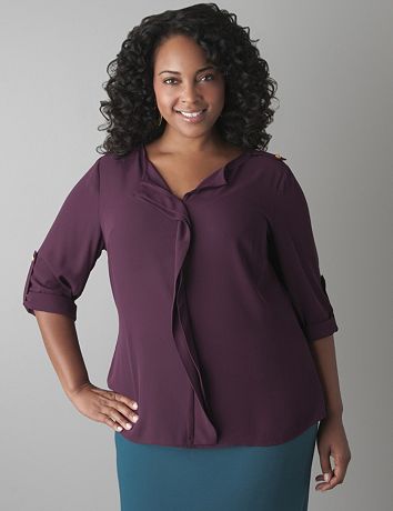 Ruffled front blouse by Lane Bryant