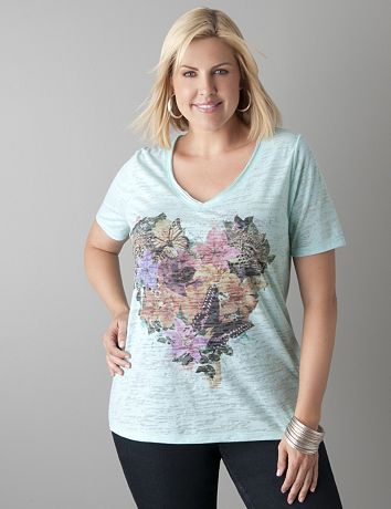 Heart graphic burnout tee by Lane Bryant