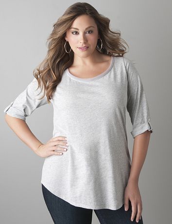 Chiffon trim slub shirt by Lane Bryant