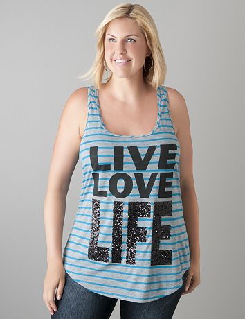 Live Love Life sequin tank  by Lane Bryant