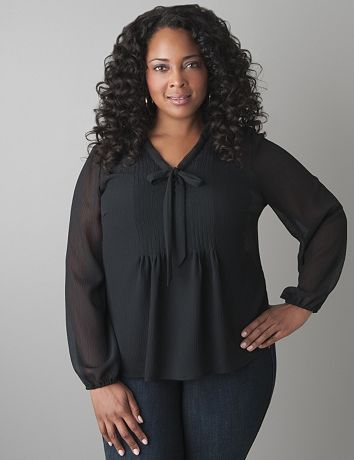 Pintuck tie blouse by Lane Bryant