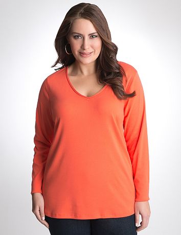 Long sleeve V-neck tee by Lane Bryant