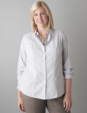 Striped non iron shirt by Lane Bryant