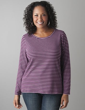 Plus Size Striped Long Sleeve Tee by Lane Bryant