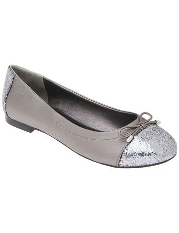 Wide Width Glitter Ballet Flat by Lane Bryant