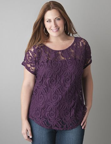 Short sleeve lace tee by Lane Bryant
