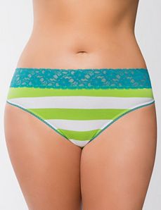 Sassy lace waist cotton thong panty