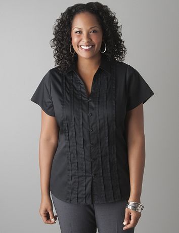 Pleated short sleeve shirt by Lane Bryant