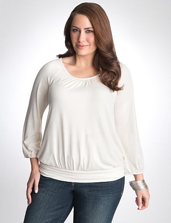 Plus Size Metallic Peasant Top by Lane Bryant