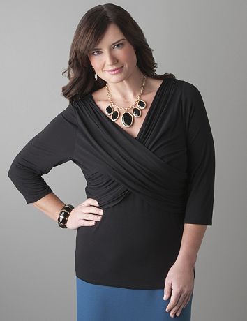 Full Figure V Neck Cross Front Top with T3
