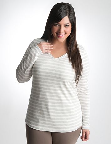 Plus Size Striped Long Sleeve Tee