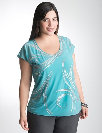 Plus Size Mesh Sequin Top by Lane Bryant