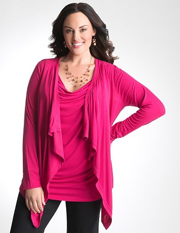 Drape front knit cardigan by Lane Bryant