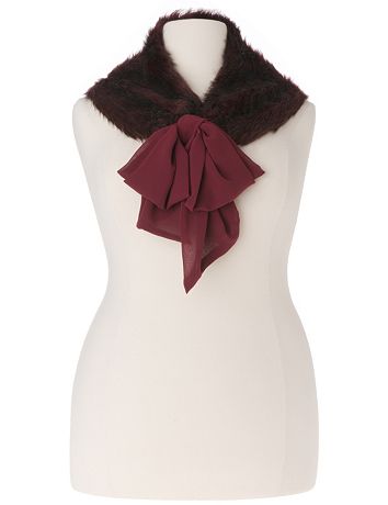 Lane Collection chiffon & fur scarf