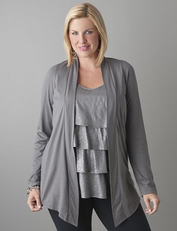 Tiered metallic tank with cardi by Lane Bryant