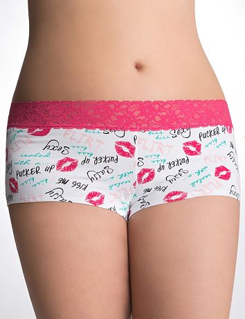 Plus Size cotton lace waist boyshort by Cacique
