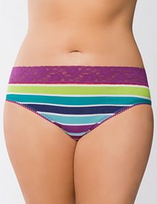 Sassy lace waist cotton hipster panty