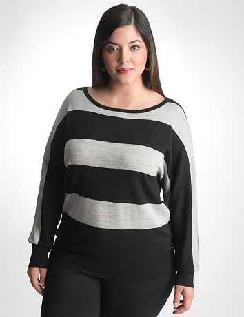 Plus Size Sparkle Stripe Dolman Sweater by Lane Bryant