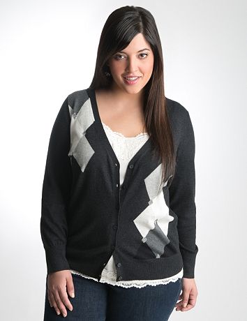 Full Figure Argyle Cardigan by Lane Bryant