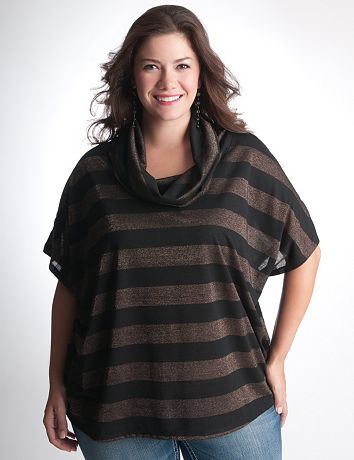Plus Size Stripe Cowl Top by Seven7