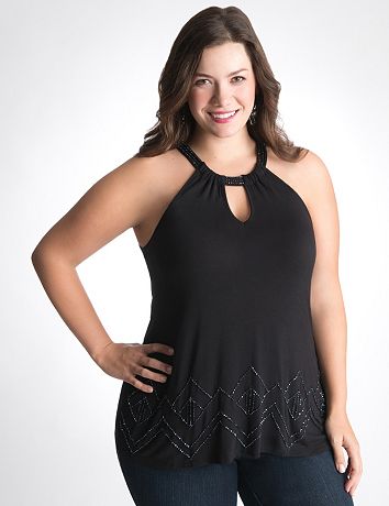 Bead embellished halter top by Lane Bryant