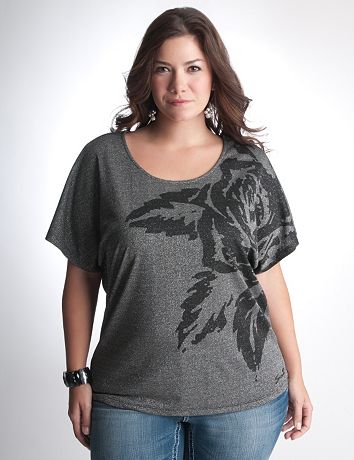 Full Figure Shimmering rose tee by Seven7