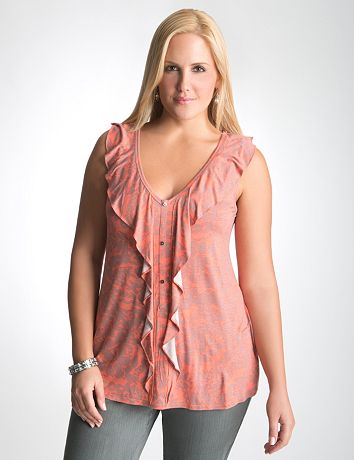 Plus Size Floral Ruffle Tank by Lane Bryant