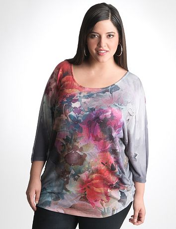 Plus Sized Floral Shirred Top by Seven7