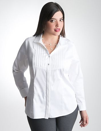 Plus Size Tuxedo Front Shirt by Lane Bryant
