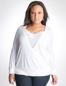 Full Figure Surplice Sweater by Lane Bryant