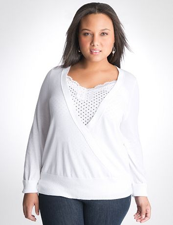 Full Figure Surplice Sweater by Lane Bryant