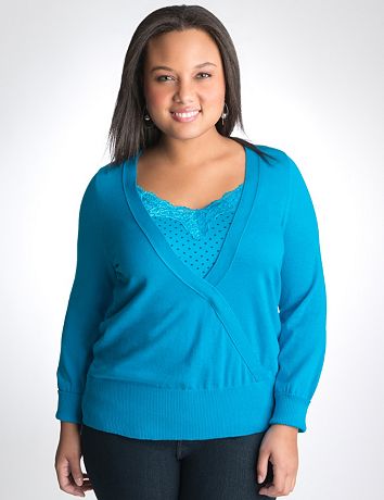 Full Figure Surplice Sweater by Lane Bryant