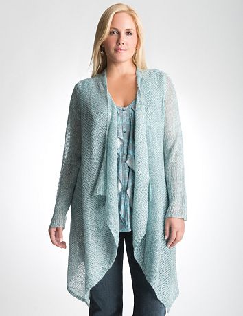 Open stitch long cardigan