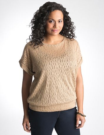 Full Figure Metallic Mesh Top by Lane Bryant